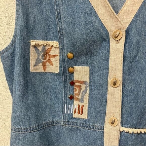 Vintage City Girl Sport Western Denim Vest Sz 12 - Picture 3 of 6